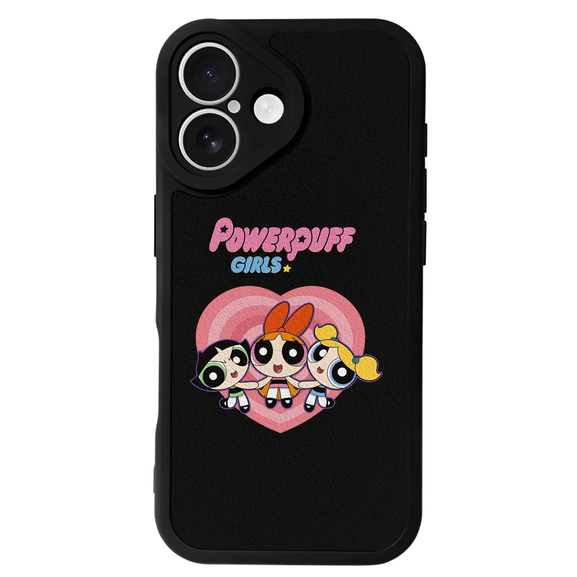 パワパフガールズ グッズ バブルス - IPhone 16シリーズ対応 ・ シリコンスマホケース ・ レザー調 ・ 高精度フィット ・ 耐衝撃 ・ ワイヤレス充電対応 ・ 精密カット